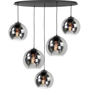 Hanglamp Fantasy Globe Smoke Ovaal 5Lichts 1 Mtr