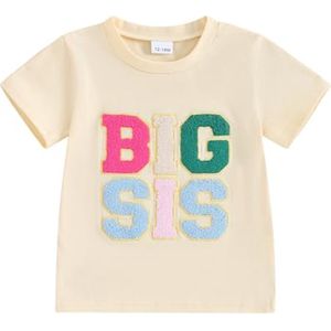 Kleurrijke Letter Print Crewneck Sweatshirt en T-Shirt voor Zusters