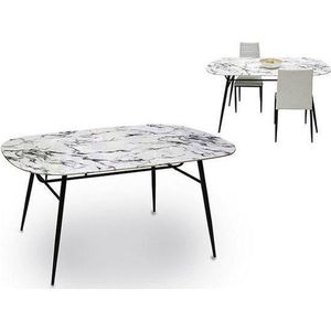 Tafel Zwart Metaal Wit Melamine (90 x 76,5 x 160 cm)