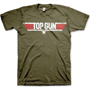 Top Gun Distressed Logo T-Shirt Olive-2XL