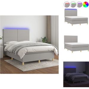 vidaXL Boxspring Bed Premium - 140x200 cm - met LED en Pocketvering Matras - Bed