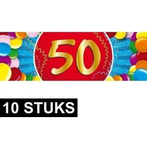 10x 50 jaar stickers - Abraham/Sarah - Verjaardag/Jubilieum stickers - 50 jaar feest decoratie/versiering