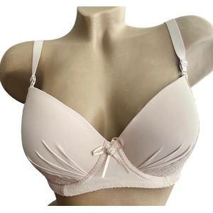 Dames Beha - Voorgevormd bh met beugel en kant - 88012 - 90C beige