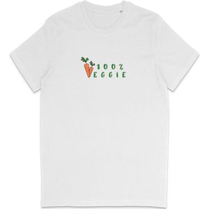 Vegan - Vegetariër - T Shirt Heren Dames - Wit- Maat M