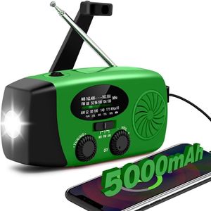 Draagbare noodradio - 6000mAh Zonnesolar handkraan Weerradio, AM/FM/NOAA, 1W 4 modi, koptelefoonjack, LED zaklamp, SOS-alarm, telefoonlader, Geschikt voor nood situaties