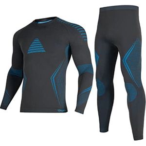 Thermisch ondergoed voor heren met lange mouwen en lange onderbroek - Fleece gevoerd, Sneldrogend, XXL