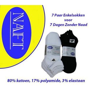 7 Paar Enkelsokken voor 7 Dagen Zonder Naad in Wit (Maat 40/46)