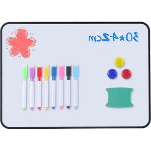 Klein dubbelzijdig droog afwisbaar whiteboard magneetwand A3-formaat - magneetbord met gum en stiften - 42 x 30 cm