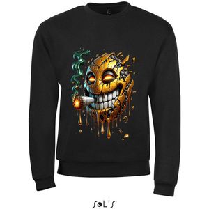 Sweatshirt 2-224 Sweatshirt Emoi goud met peuk - Zwart, S