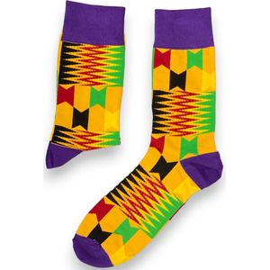 Afrikaanse sokken / Afro sokken / Kente sokken - Paars - Afrika print kousen / Vrolijke sokken
