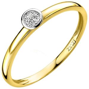 ZINZI Gold 14 karaat gouden aanschuifring rond wit ZGR147