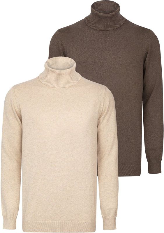 Felix Hardy - Colturi - Trui 2 Pack - Beige-Bruin - 100% Katoen Heren