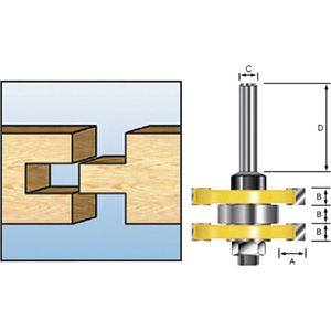 Makita D-12011 Freesbit Groef/veerfrees + lager S 8mm 9,5x6,35mm