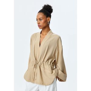 Kraag met dubbele rij knopen Binding gedetailleerd Kimono