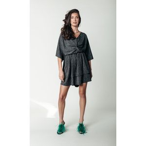 Colourful Rebel Mencia Lurex Stripe V-Neck Dress- XL