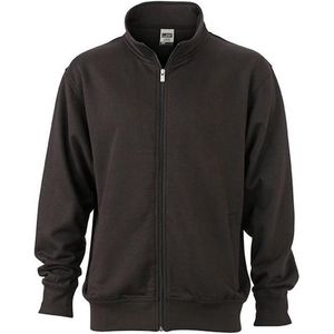 James and Nicholson Unisex Workwear Sweat Jacket (Zwart)