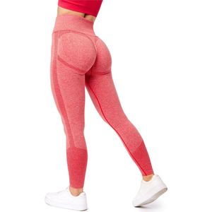 Bellivalini BLV-BLV50-254-LE Dames Leggings - Push Up - High Waist - Scrunch - Vrijetijdsbroek - Lang - Sport - Sporbroek - Yogabroek - Roze Gemêleerd - L