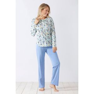 Dames pyjama Hajo met grafisch patroon - Blauw - Maat - 44/46