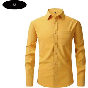 Livano Overhemd Heren - Volwassenen - Lange Mouwen - Strijkvrij - Lange Mouw - Geel - Maat M