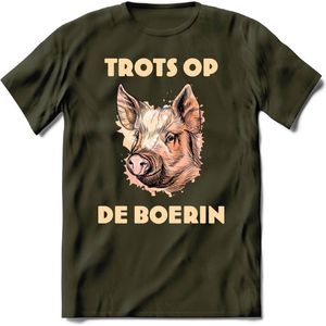 T-Shirt Knaller T-Shirt|Trots op de boerin / Boerenprotest / Steun de boer|Heren / Dames Kleding shirt Varken|Kleur Groen|Maat XL
