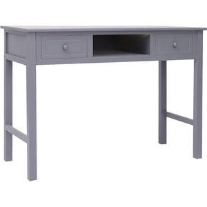 vidaXL Bureau 108x45x76 cm massief hout grijs Stuurtafel - Bureau - Schrijfblad - Home Office - Paulowniahout - Houten Bureau - Compact Bureau - Modern Bureau - Grijs