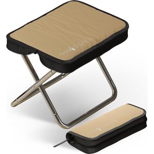 Opvouwbare campingkruk khaki - Aluminium klapstoel voor buiten en binnen pop up stool