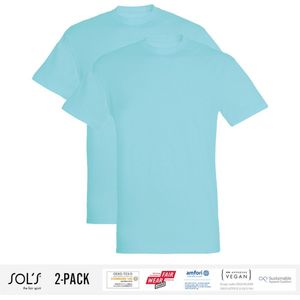 2 Pack Sol's Heren T-Shirt 100% biologisch katoen Ronde hals Atoll Maat S