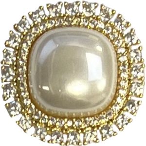 Fako Bijoux® - Magneet Broche Mini - Parel Met Strass - Magnetische Broche - Hoofddoek Magneet - Sjaal - Hijab - Abaya - 20x20mm - Goudkleurig