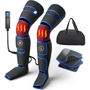 Beenmassager - Lucht Druk Been Massager - 6 Massageprogramma's & 3 Warmtestanden - Zwart en Blauwe Model - Verstelbare Druk en Intensiteit - Voor Thuisgebruik