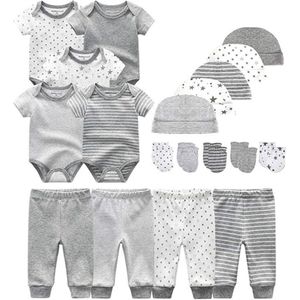 Kiddiezoom Baby Bodysuits Broek Baby Onesie Kleding Set Outfits Jongen Meisje Katoen Caps Scratch Mitten Set