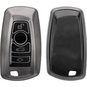 kwmobile autosleutel hoesje geschikt voor BMW 3-knops draadloze autosleutel (alleen Keyless Go) hoes - TPU autosleutel behuizing - Beschermende auto sleutel case - Sleuteletui in mat zwart / zwart