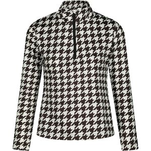 Emski - skipully Dames - trui met kwart rits - voor onder de skijas - zwart/wit bloemen print