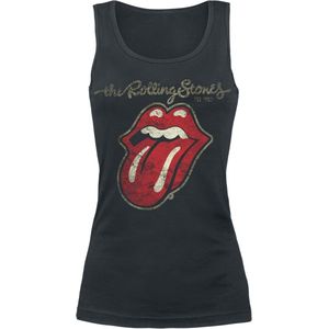 The Rolling Stones Plastered Tongue Dames Top - zwart - M