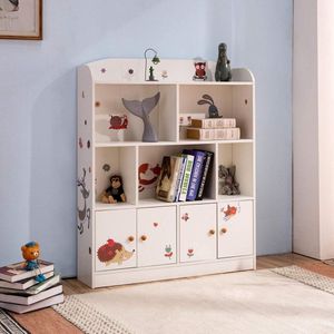 Reistafel voor kinderen - Kinderboekenplank en opslag - tentoonstellingsboeken-speelgoed organizer - rek voor jongens en meisjes (wit) reistafel voor kinderen