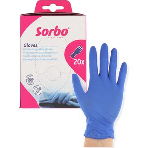 Sorbo Wegwerphandschoenen – Nitril – Blauw– Poedervrij – 20 stuks – Universele Maat