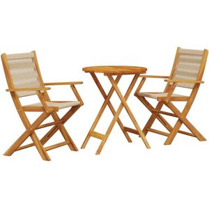 vidaXL 3-delige Bistroset polypropeen en massief hout beige - Bistroset - Bistrosets - Loungeset - Tuinset