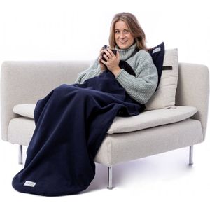 Belieff - Cozy Deken - Blauw - Fleece Plaid - Warmtedeken - Voetenzak & Handzak