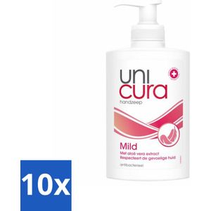 10 x Unicura Vloeibare Handzeep Mild 250 ml - Natuurlijke Zeep - Biologische Zeep - Duurzame Zeep - Frisse Geur