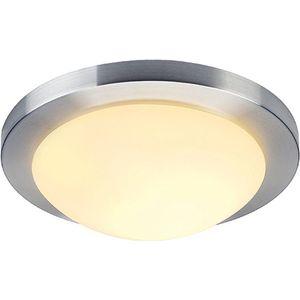 MELAN, plafond armatuur, rond , alu-geborsteld, gesatineerd glas, E27, max. 60W