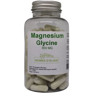 Herbes D'elixir Magnesium Glycine - 800 mg - 100 Vegan capsules