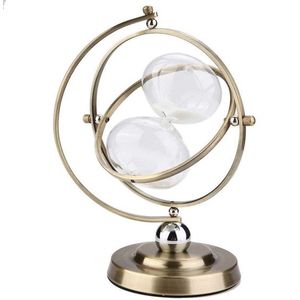 Roterende Zandloper Klassieke Zandglas Klok Timer - Goud Metaal - 15 Minuten - Woonkamer Slaapkamer - Ontnuchterende Timer - 10.23x7.48 inch