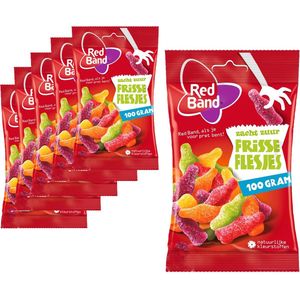 6 Zakjes Red Band Frisse Flesjes á 100 gram - Voordeelverpakking Snoepgoed