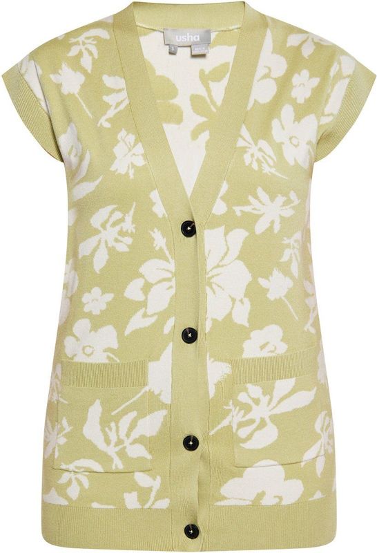 usha - Pullunder - Floral Motief - Met V-hals - Met Knopen - Met Twee Pockets