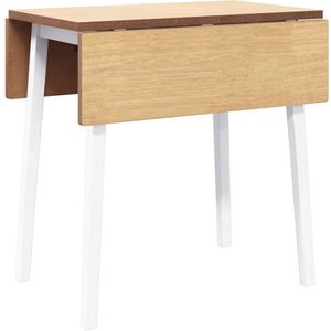 vidaXL - Eettafel - massief - hout - wit - rubber