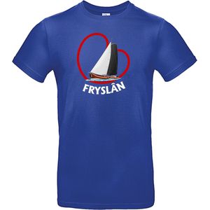 T- shirt kobalt met opdruk Skûtsjesilen Fryslân maat S (Friesland, Skûtsje)