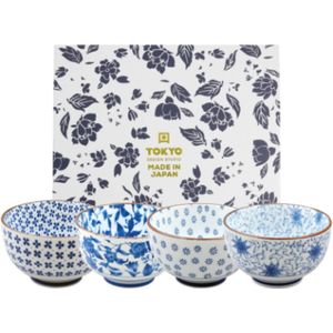 Blue Flower Bowl Giftset 4pcs 13x7.8cm 550ml