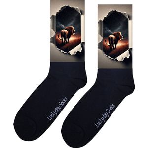 Leeuw - Opkikker - Grappige sokken - Valentijns cadeau - Verjaardag cadeau - Sint cadeau - Leuke sokken - Papier - Vrolijke sokken - Kunst sokken - Grappig cadeau - Kerst Sokken - Vaderdag - Moederdag - Kerstcadeau - Socks maken Happy - 37-44