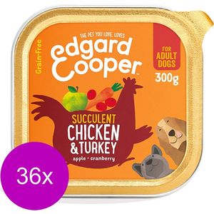 36x Edgard & Cooper Kuipje Honden Natvoer Kip - Kalkoen 300 gr