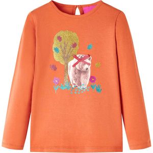 vidaXL - Kindershirt - met - lange - mouwen - 104 - oranjebruin