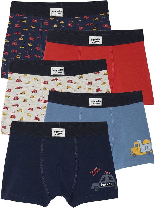 Vertbaudet - Set van 5 Boxershorts - Jongens - Auto's - 95% Katoen